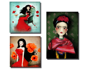magnet orange poppiers, magnet flamenco dream, magnets frida Kahlo
