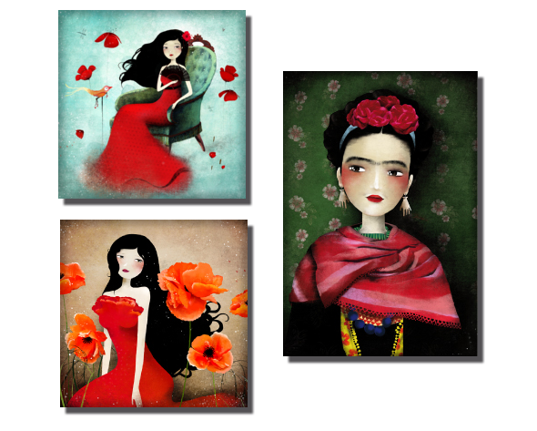 magnet orange poppiers, magnet flamenco dream, magnets frida Kahlo